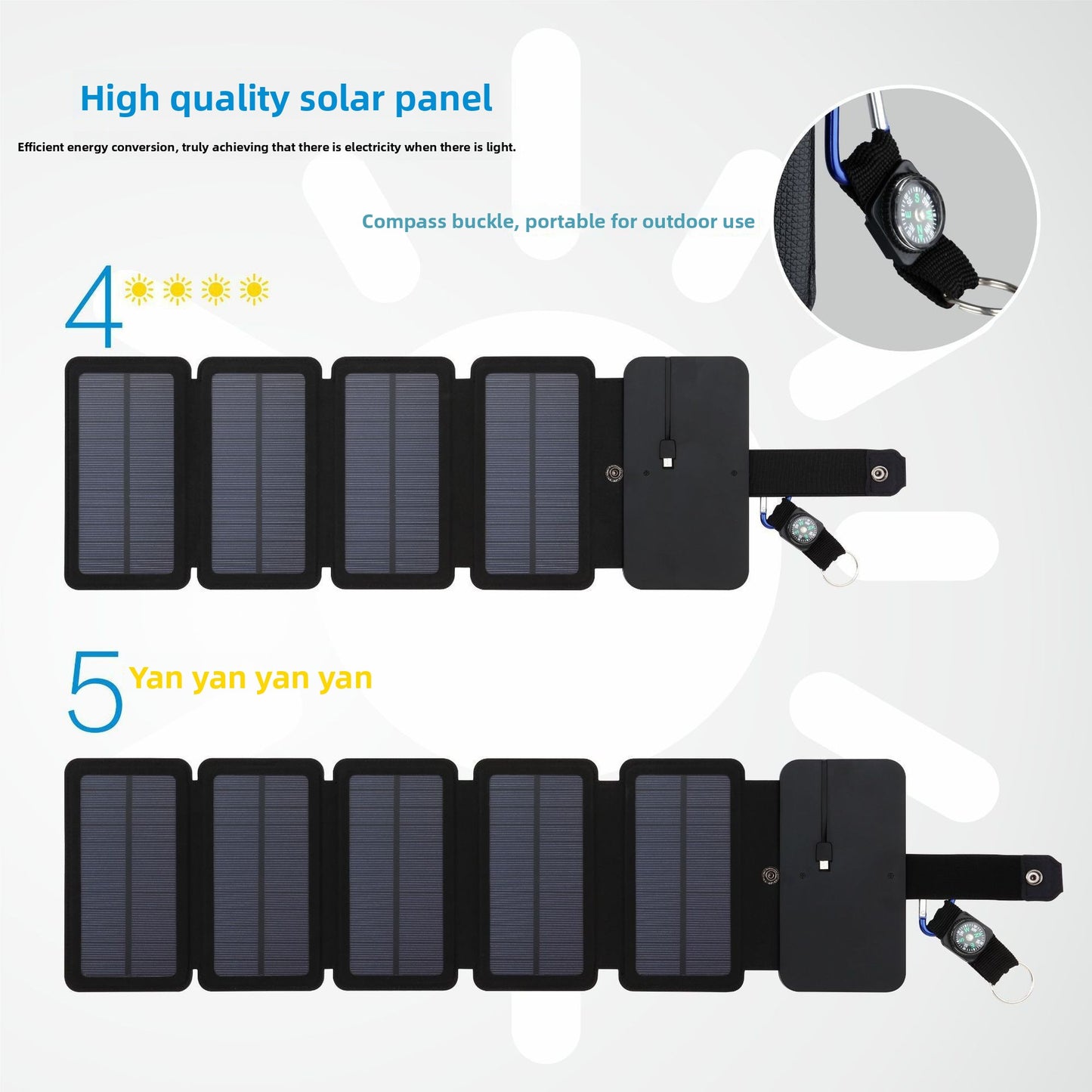 Portable Solar Power Bank Foldable Charger